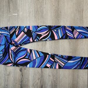 K-DEER Blue and Pink Abstract Leggings